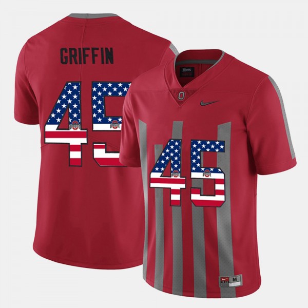 Ohio State Buckeyes Archie Griffin Men's #45 Scarlet US Flag Fashion College Football Jersey 2404JTNO5